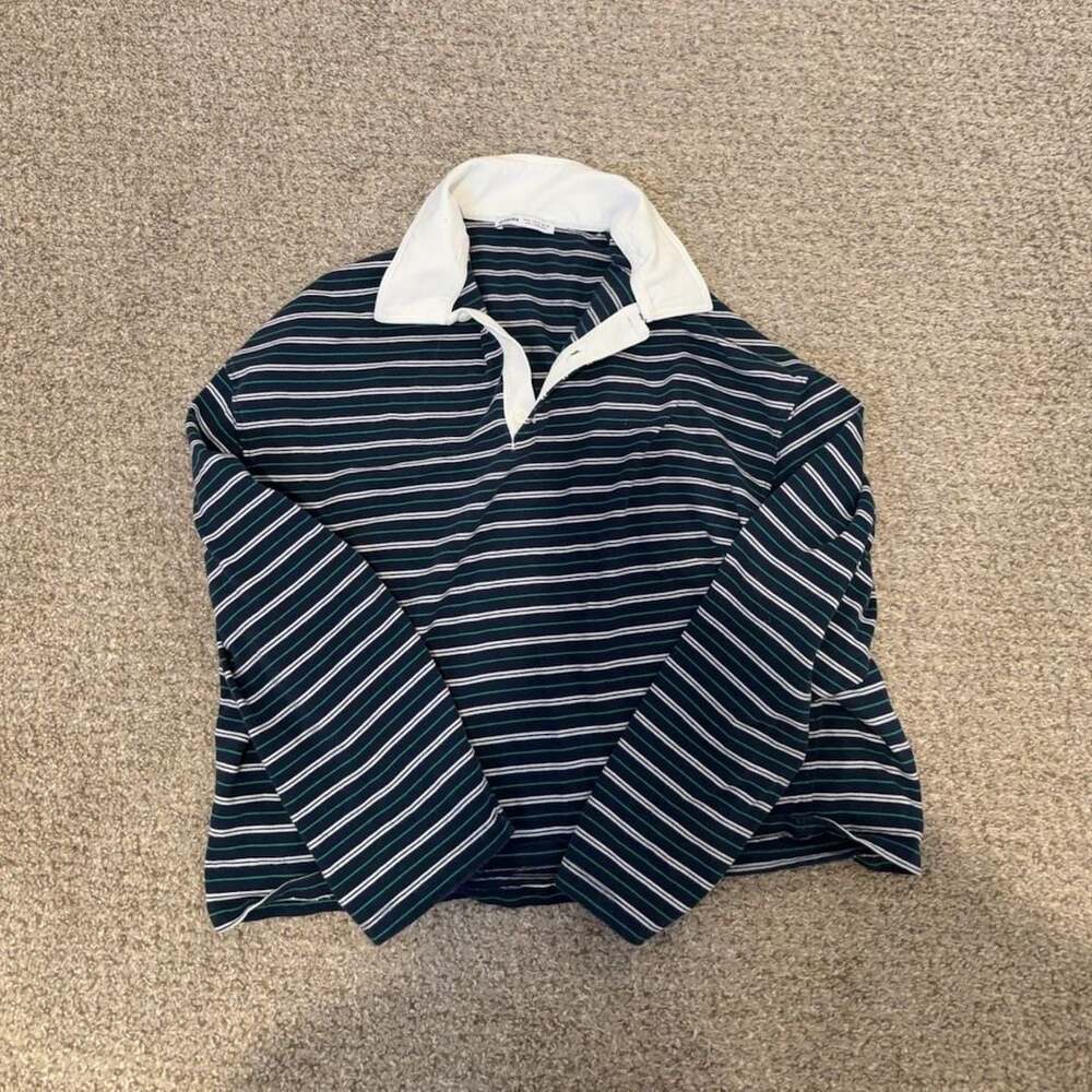 Bershka Striped Long Sleeve Rugby Shirt Size M